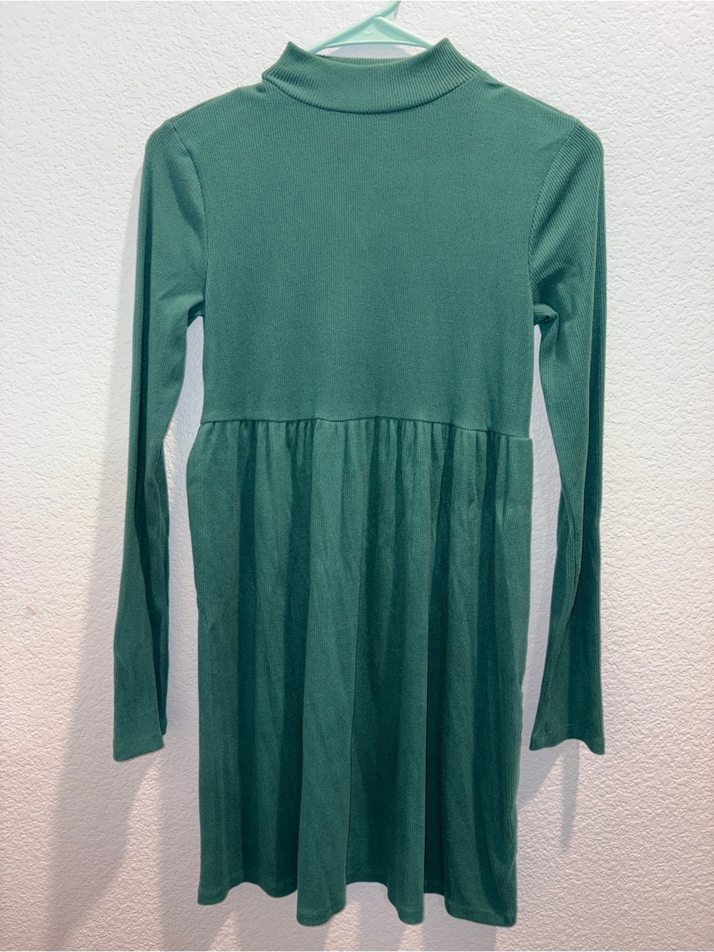 Long Sleeve Mock Neck Green Women’s Dress